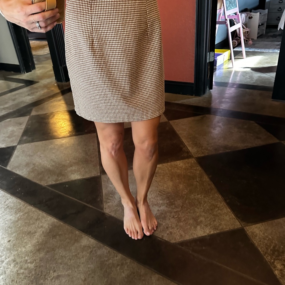 Chic Tan Checkered Mini Skirt
